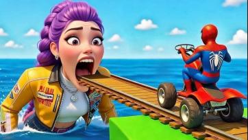 Spider Hero Quad Bike Adventure on a Magic Ocean Bridge for Kids